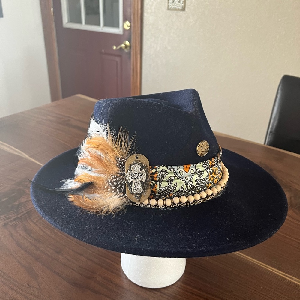 Navy blue fedora homemade, I make all my gate with love & pride!